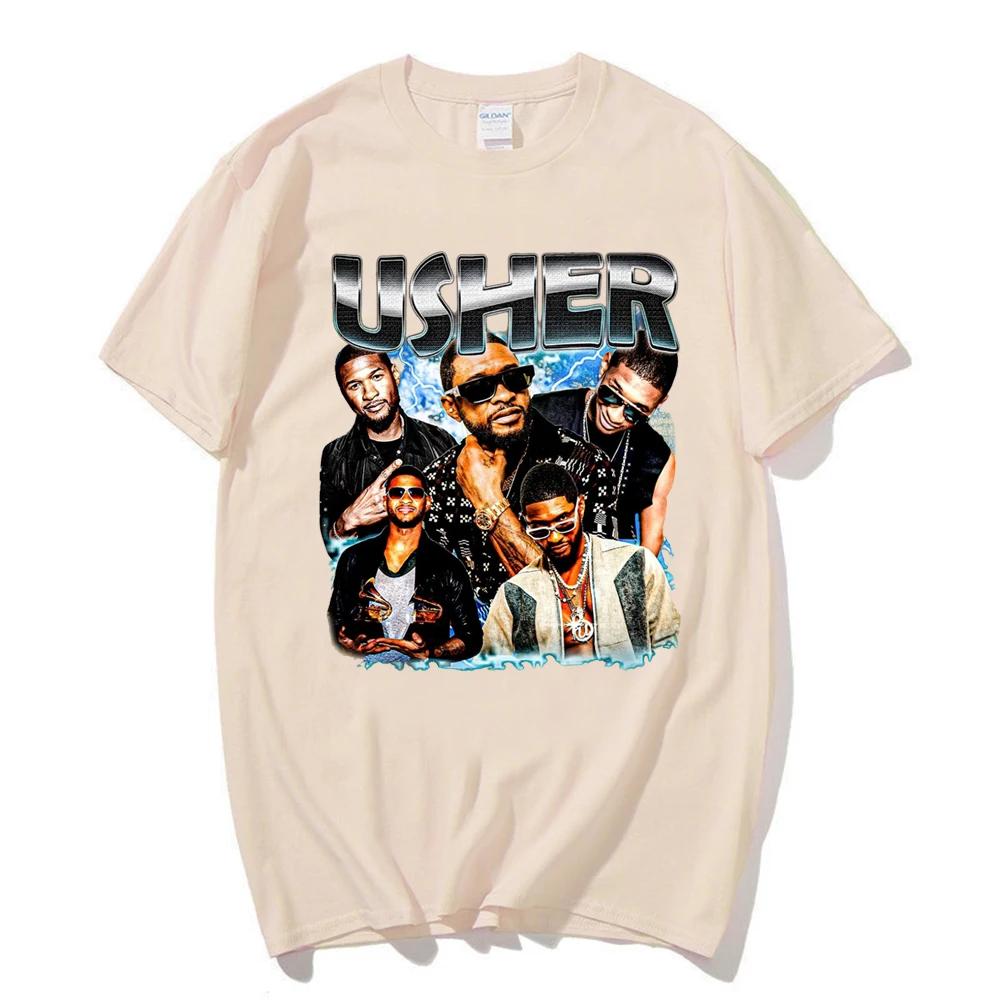 Retro Usher Sänger Musik Tour Shirt Hip Hop Rundhals Freizeit T-Shirt Unisex