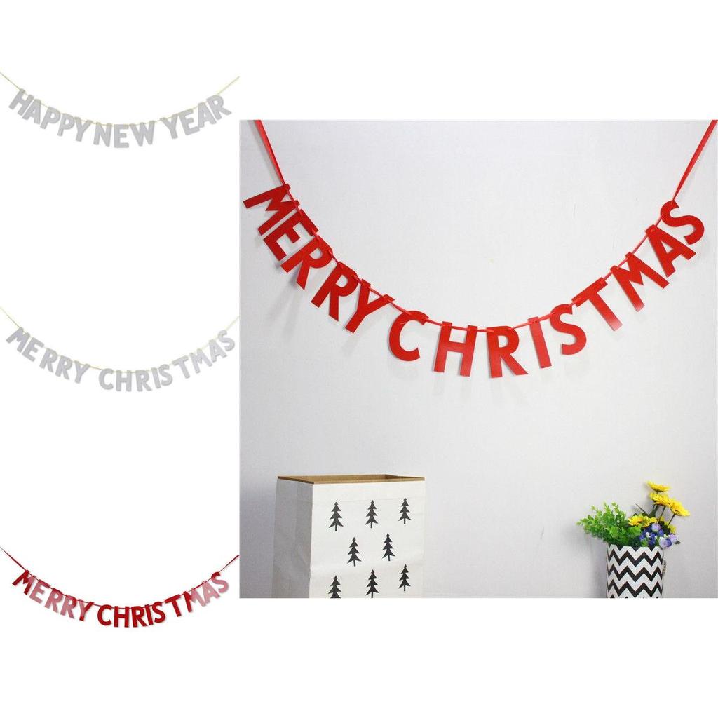High Quality Merry Christmas Happy New Year Banner Bunting For Festive Decor