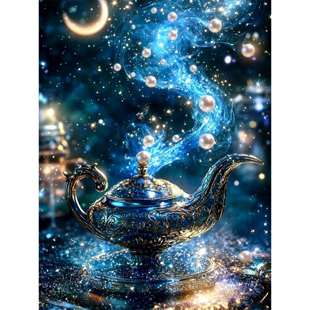 Disney Aladdin Magic Lamp Artificial Pearl Decor Set  Artificial Pearl Jigsaw Puzzle Embroidered Home Decor Handmade Gift 35x45cm