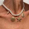 Multi-layer Pearl Beaded Necklace Exquisite Beach Style Necklace Pearl Shell Necklace  Women