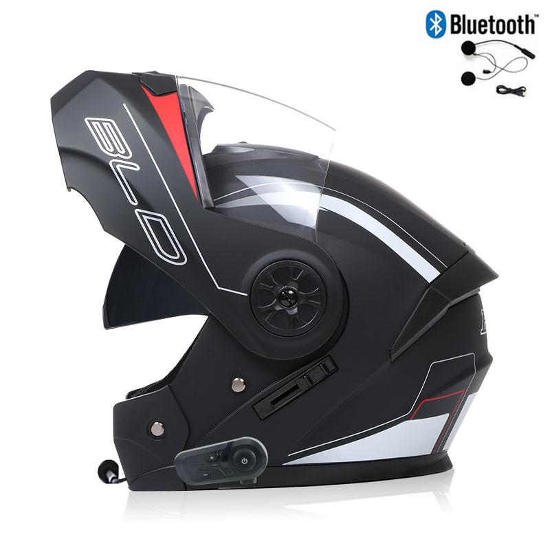 Bluetooth Men's Motorcycle Helmets Full Face Casco for Motorcycles Man Motocross Kask Flip up Casque De Moto  DOT Certified BLD