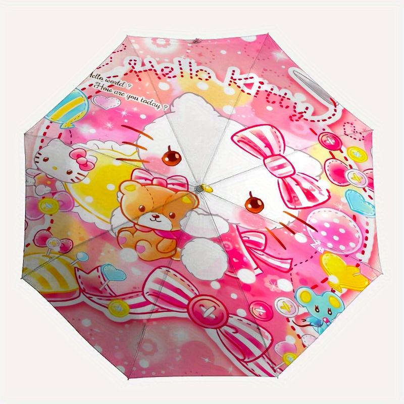 Hello Kitty,Teddy Bear Automatic Umbrella-Foldable, Durable 8-Bone Design, Compact and Stylish, Great for Camping, Halloween, Christmas, Mot