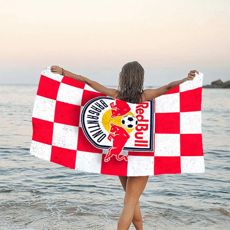 1 Stück Fußballmannschaft (80) Strandtuch, Strand- und Meeresufer-Schwimmbadausstattung, Modisches Muster, Rechteckig, Reiseutensilien