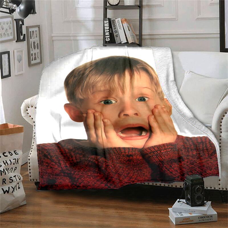 Home Alone Flannel Blanket Soft Warm All-Season Throw, Design for Camping, Car Travel, Hiking Sofa, Bed, Office Perfect Gift for Parties
