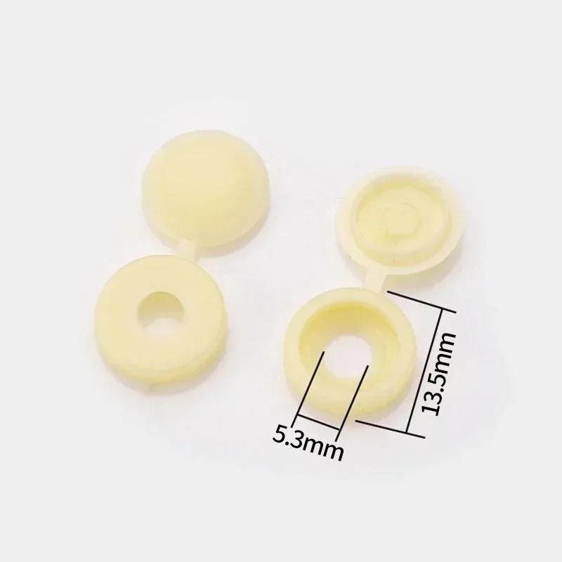 100Pcs Hinged Plastic Screw Cap Cover Nuts Fold Snap Protective Cap Button Screw Wood Furniture Decorative Nuts Bolts Hardware