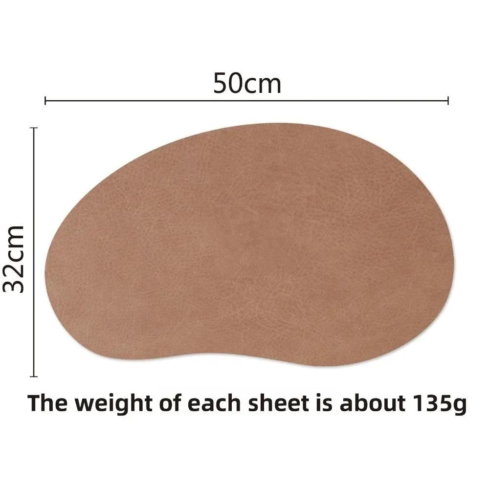 PU Leather Placemats Dual-Sided Irregular Shape Dinnerware Mats Waterproof Oil-Proof Surface Flatware Place Pad Restaurant Decor