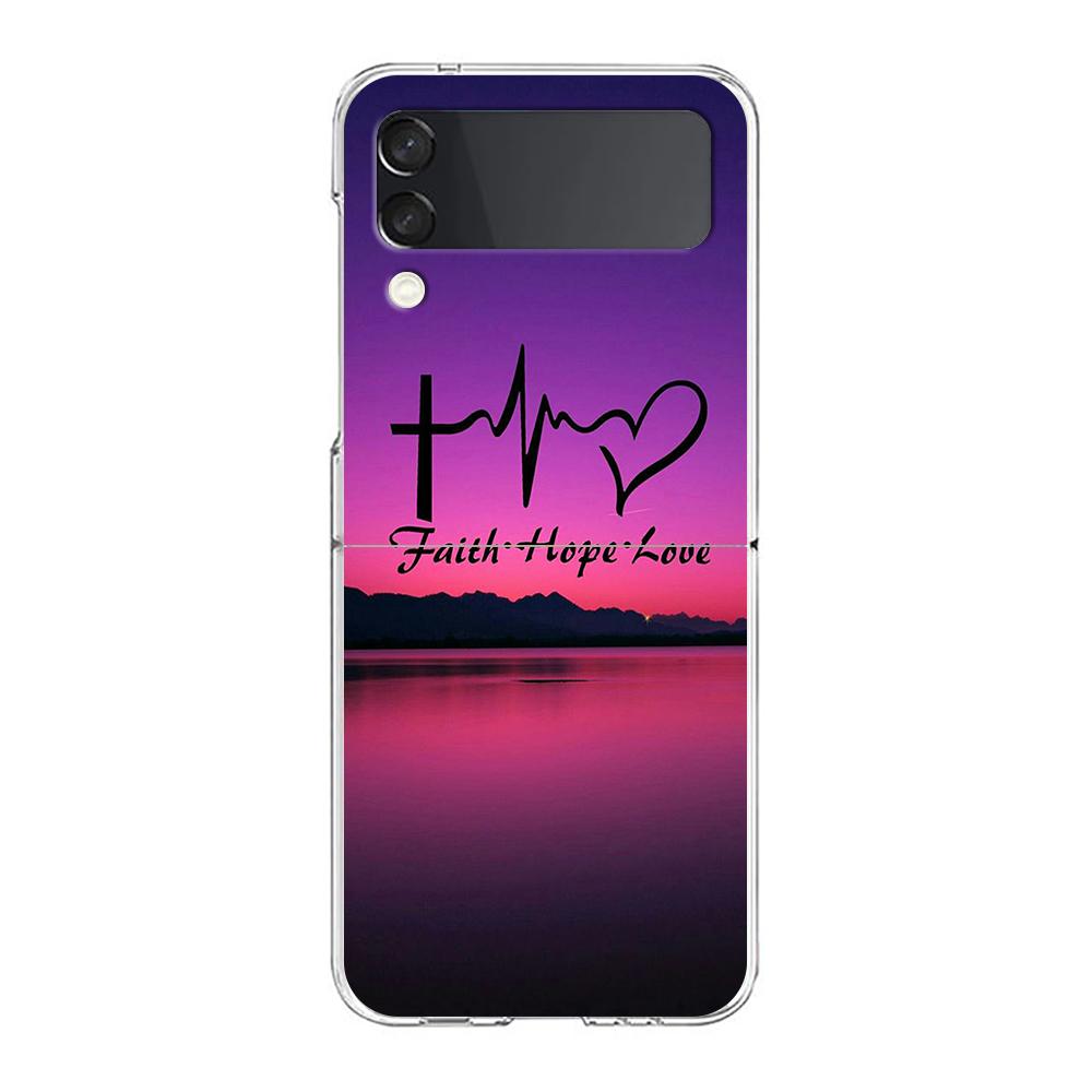 

Faith Christian Religious Jesus Clear Hard PC Phone Case For Samsung Galaxy Z Flip 6 5 4 Transparent Cover For Galaxy Z Flip 3 Z Flip 4