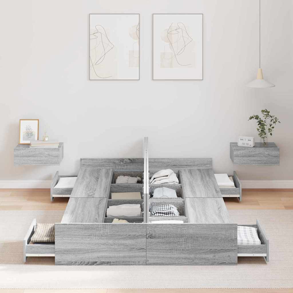 Storage Bed Frame Grey Sonoma 120 X 190 Cm