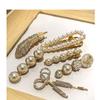 5Pcs Neue Retro Haarnadeln Set Feder Perle Haar Clip für Frauen Geometrische Kristall Barrettes Mädchen Haar Zubehör
