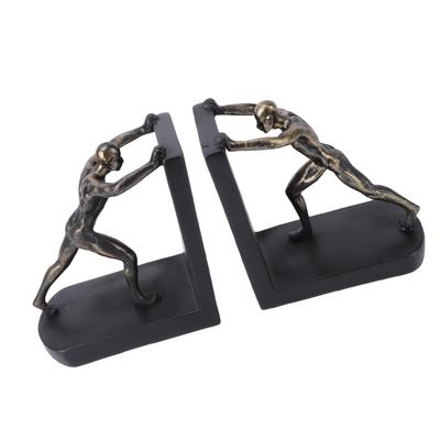 2PCS Decorative Bookends Human   Non Slip Resin Heavy Duty Book Ends for Bookshelf Study Room Desk
