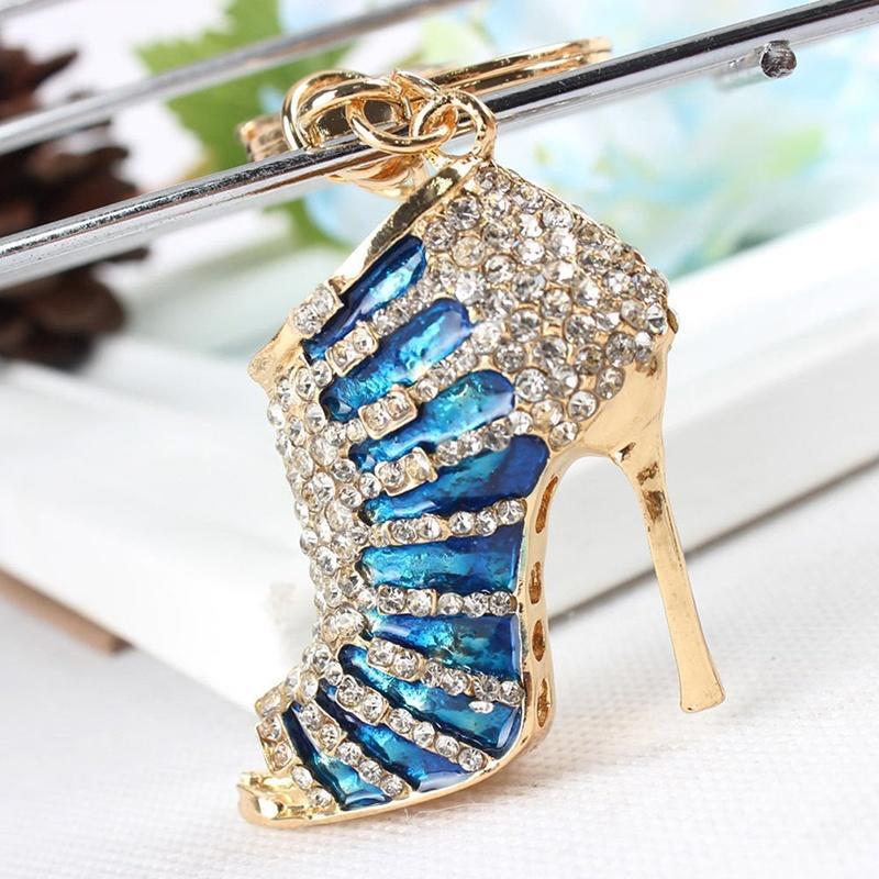Novelty High Heel Key Chains Rhinestone Women Handbag Key Holder Girl