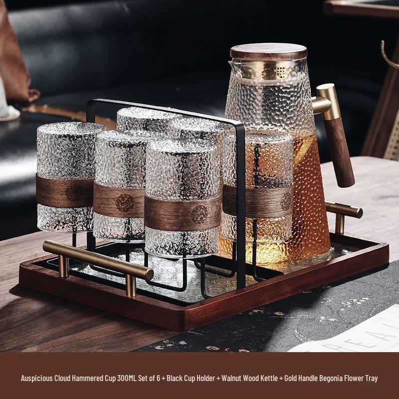 TXRMDX Chinese Retro Glass Tea Cup Set