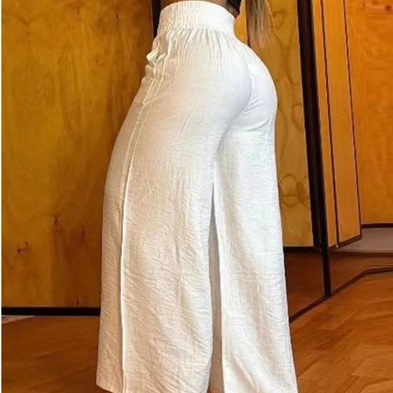 Fashion Solid Casual Wide Leg Pants Women High Waiste Loose Baggy Pants Woman Elegant Simple Plus Size Office Lady Trousers 24187