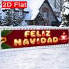 Spanish Christmas Banner, Red & Golden Spanish Lettering Design, Durable Polyester Outdoor Porch Fence Garden Party No Electricity Decoration