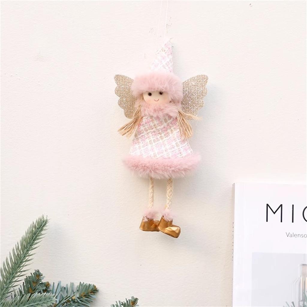 Christmas Plush Angel Girl Dolls Ornaments Xmas Tree Pendant Hanging Decoration For Home New Year Decor Supplies Kids Gifts