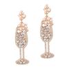 Exaggerated Rhinestone Pearl Fashion Personality Large Version Champagne Cup Earrings Earrings European and American New Earrings