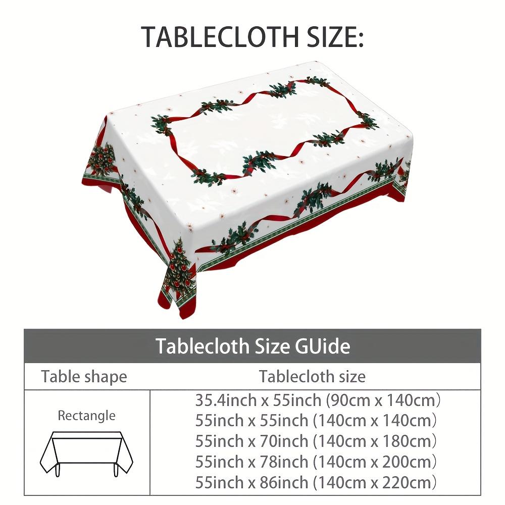 Christmas Tree Holly Printed Tablecloth for Table Decor Winter Xmas Holiday Kitchen Dining Table Cloth Christmas Decorations