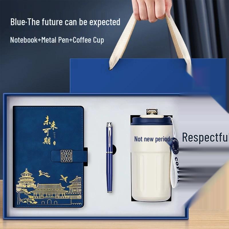Prosperous Future Red Business Souvenir Notebook Gift Set - Customizable for Annual Meetings
