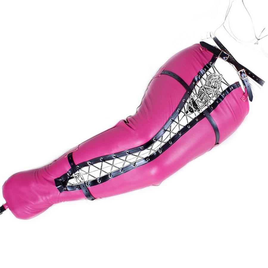 BDSM Bondage Leg/Arm Binder,Behind Back Straight Jacket,SM Leather Armbinder Restraint Slave Lockable Glove With Shoulder