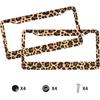 Leopard Print License Plate Frames Cheetah Print Car Accessories Leopard License Plate Covers Cheetah License Plate Holders Tag Frame For Women 12.3