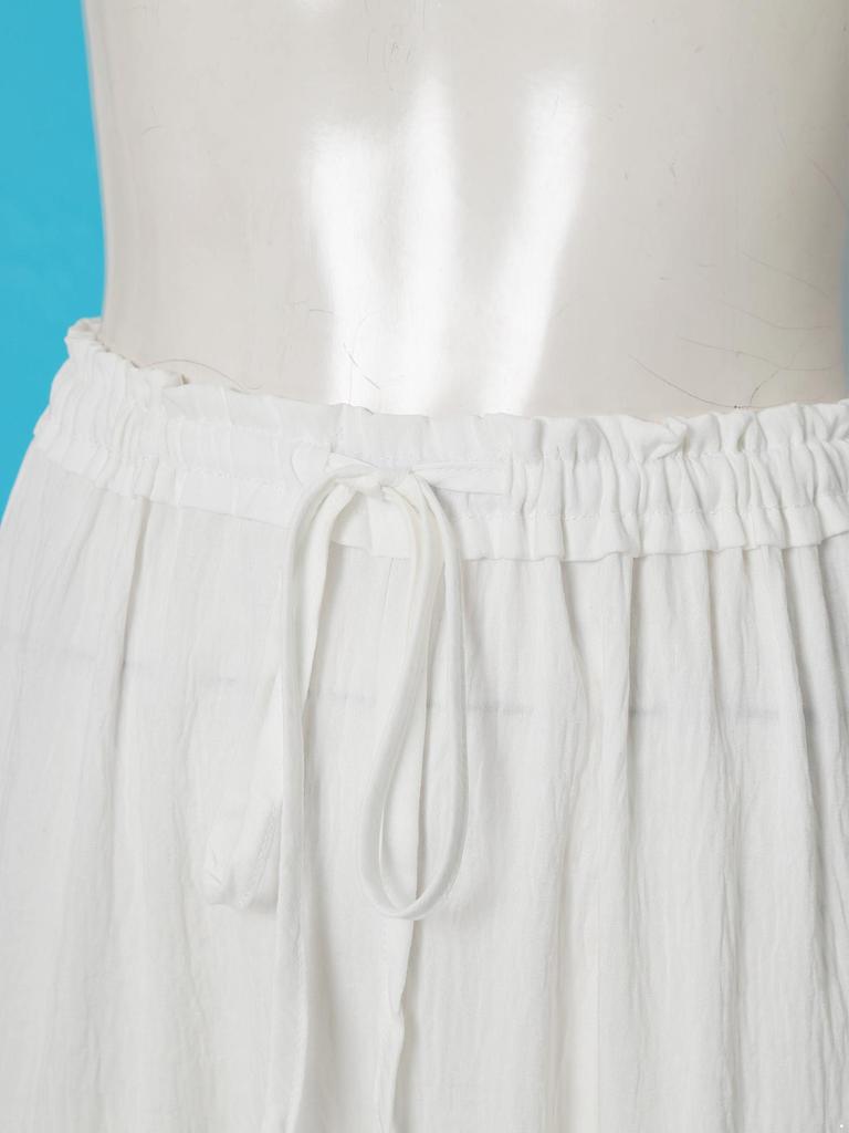 Womens Long Bloomers Loungewear Loose Harem Pants Elastic Waist Drawstring Medieval Style Midi Pants