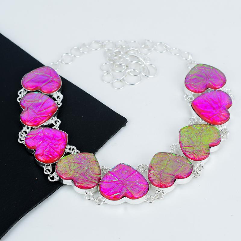 Pink Australian Triplet Fire Opal Gemstone Handmade 925 Sterling Silver Electroform Necklace, Opal Silver For Wife Unisex Necklace