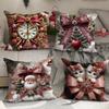 Christmas Pillow Cover Santa Claus Cartoon Polyester Print Home Holiday Decoration Cushion Cover Cushion Cover