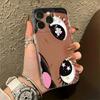 Fashion Stripe Anime Big-Eyed Girl Silicone Case For Iphone 13 16 Plus 12 15 11 17 14 Pro Max Trendy Striped Cover