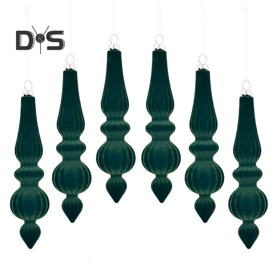 

6 шт. флокированных рождественских шаров неправильной формы, небьющиеся рождественские шары, легкие праздничные подвесные украшения для рождественской елки, домашний декор темно-зеленого