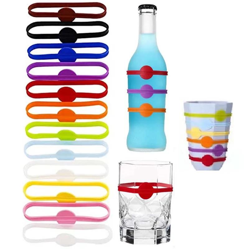 24pcs Wine Labels Glasses Drinking Marker Set Food Grade Silicone Mark Silicone Glass Markers for Bar Parties Silicone Rings