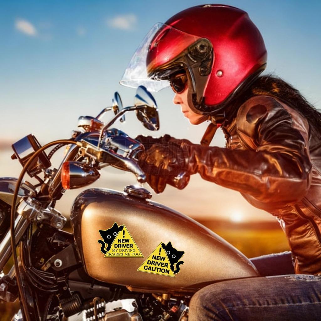 New Driver Sticker 3 Pieces Black Cat Automotive Decal Auto Body Decals Safety Sign for Car Vehicle Bumper for Drivers Trips