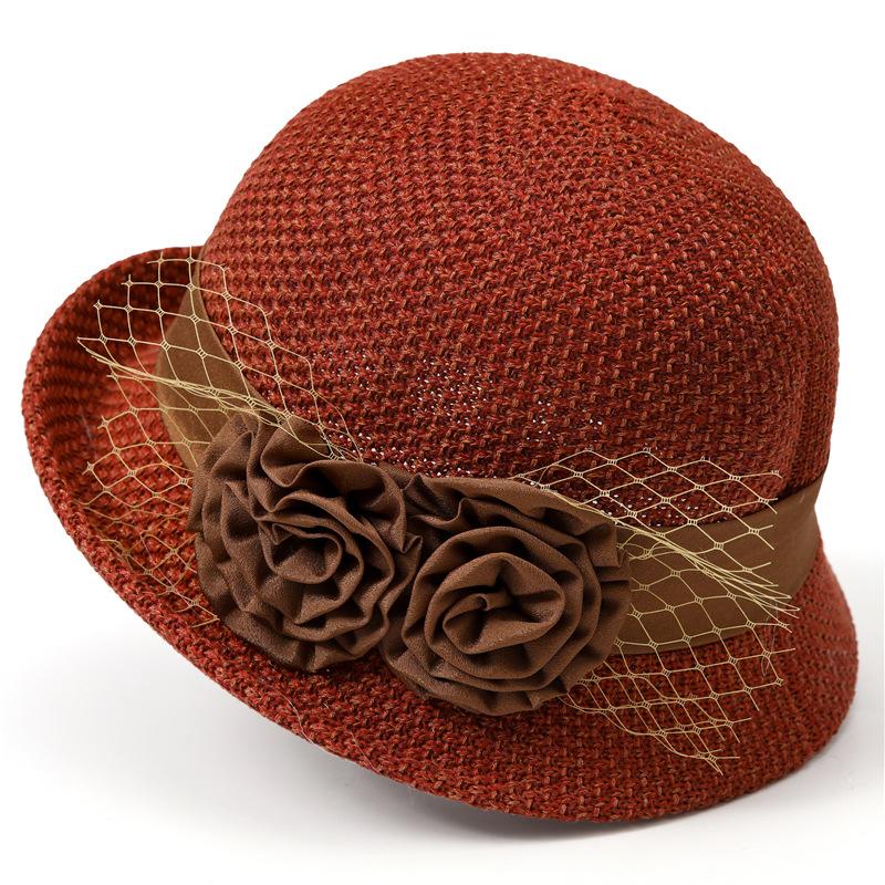 Elegant curling top hat women's summer small edge basin hat sunscreen travel sun hat literary bucket hat tide