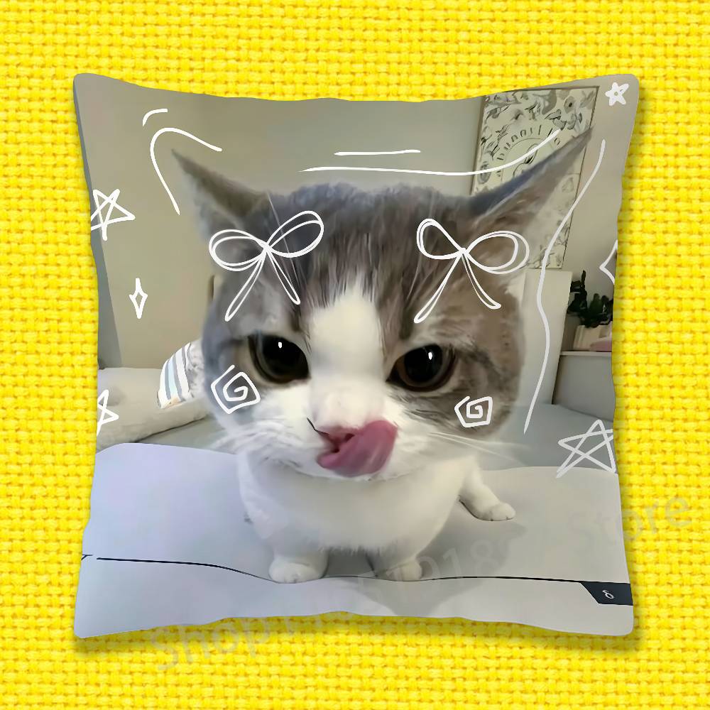 Cat Pet Cute Funny Throw Pillow Case For 45x45cm 40x40cm 30x30cm 50x50cm 55x55cm Square Home Pillowcase Case