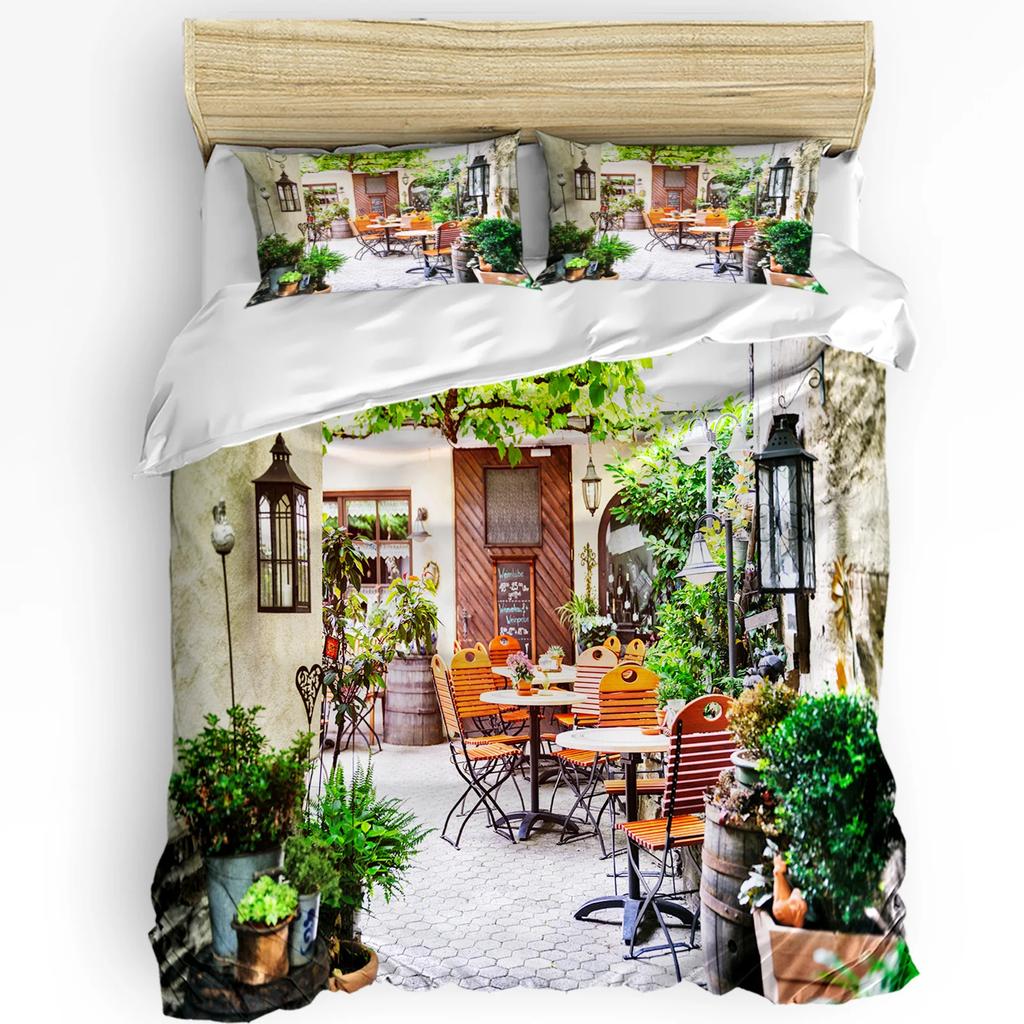 Island White Building Blue Sea Santorini Greece Bedding Set 3pcs Duvet Cover Pillowcase Quilt Cover Double Bed Set Home Textile