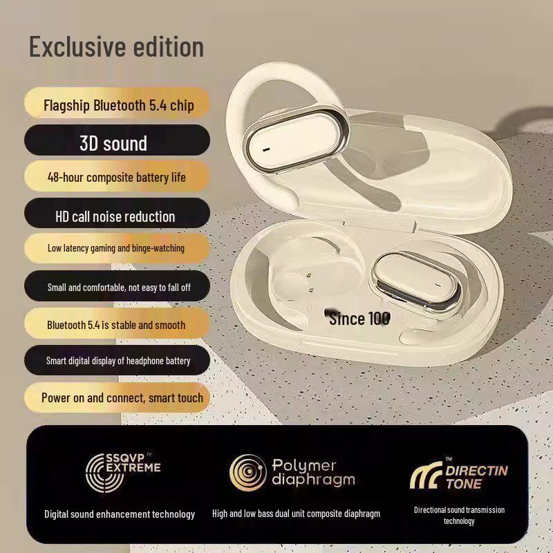 Versatile Bluetooth Earbuds with Adjustable Ear Hooks & HD Sound for Outdoor Sports