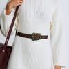 Western Engraved Leather Belt Adjustable Waistband Durable PU Material For Men Women