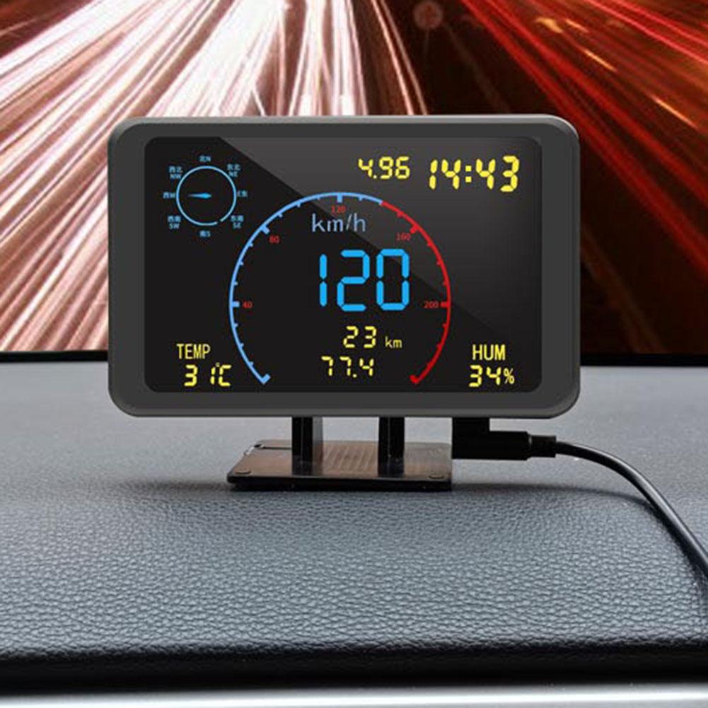 DC5-24V GPS HUD Windshield Warning 4.7 Inch Screen GPS Tracker Car Speedometer Security Alarm Multi-functional Auto Accessories