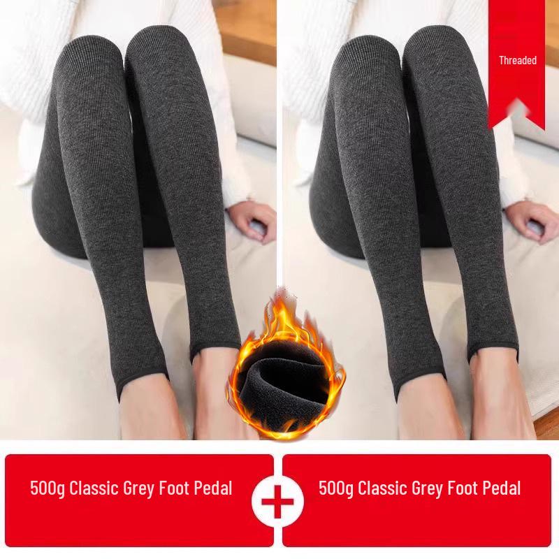 Fleece-Lined Base Layer Pants for Petite Women: Thick, Warm, Cotton, Foot-Covering Tights for Autumn and Winter, Stay in Place Comfort