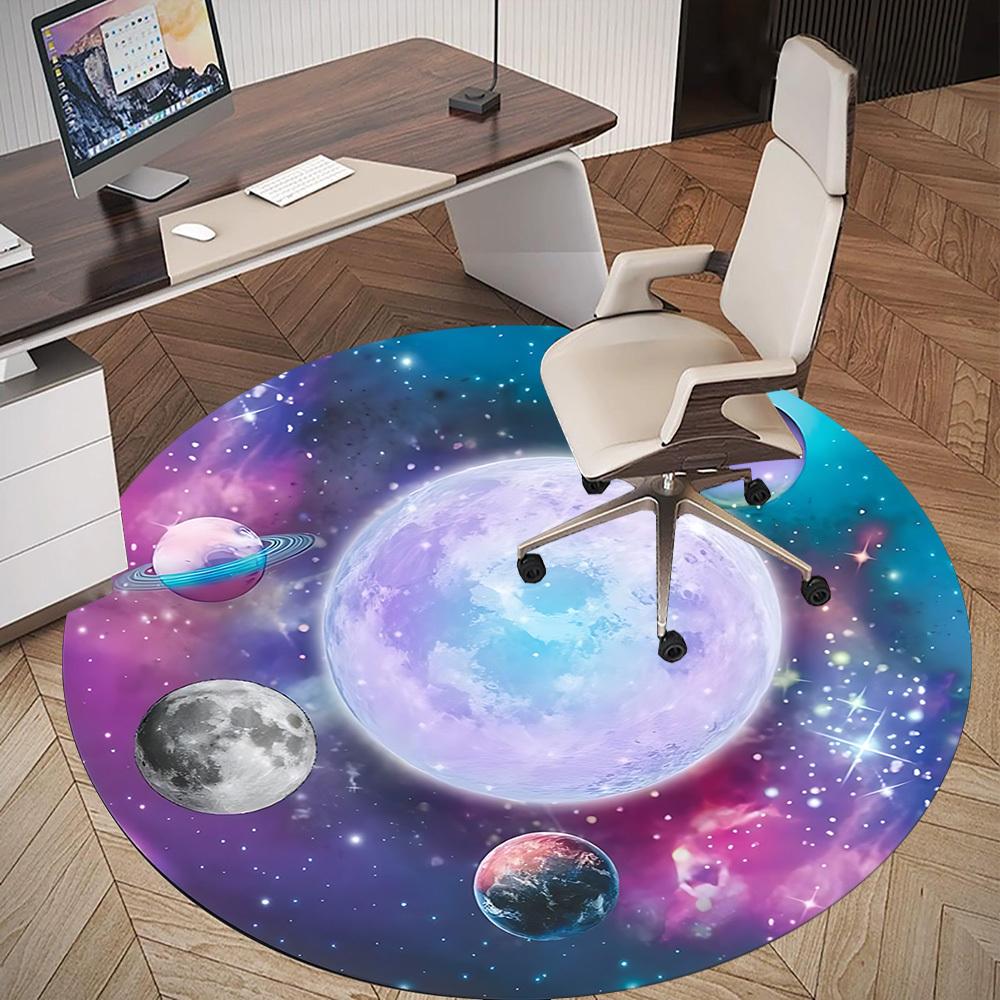 1pc space planets Round Chair mat Area Rug - Non-Slip, Floor Mat for Office, Bedroom, and Indoor Decor c1125084