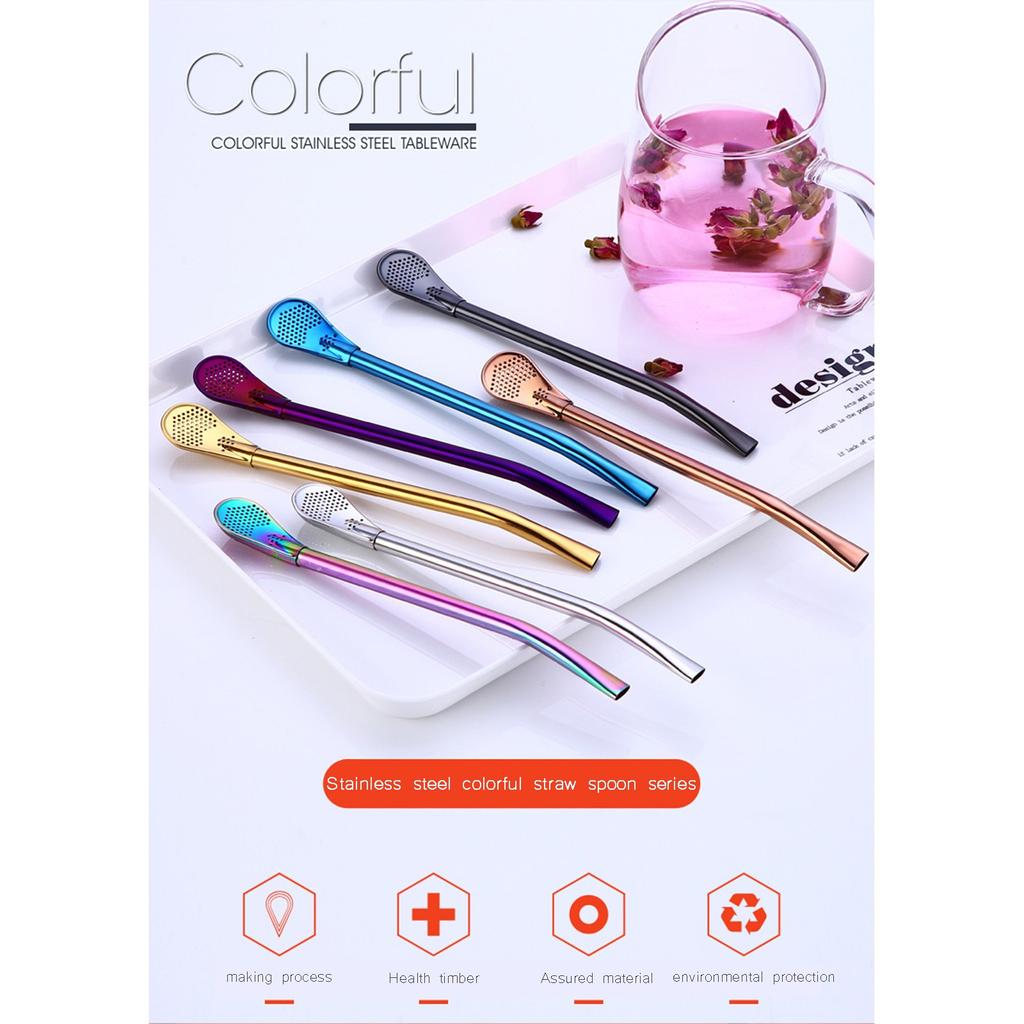 304 Stainless Steel Filter Straw Mixing Spoon Straw Filter Straw