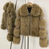 Autumn and winter simulated raccoon hair wool woven jacket women's short thickened high-end environmentally friendly fur European and American