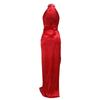 Sleeveless High Slit Solid Color Press Drill Dress Fashion Evening Gown Women's Long Dress Women's Dress