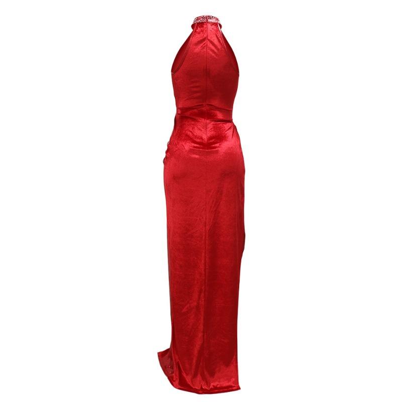 Sleeveless High Slit Solid Color Press Drill Dress Fashion Evening Gown Women's Long Dress Women's Dress