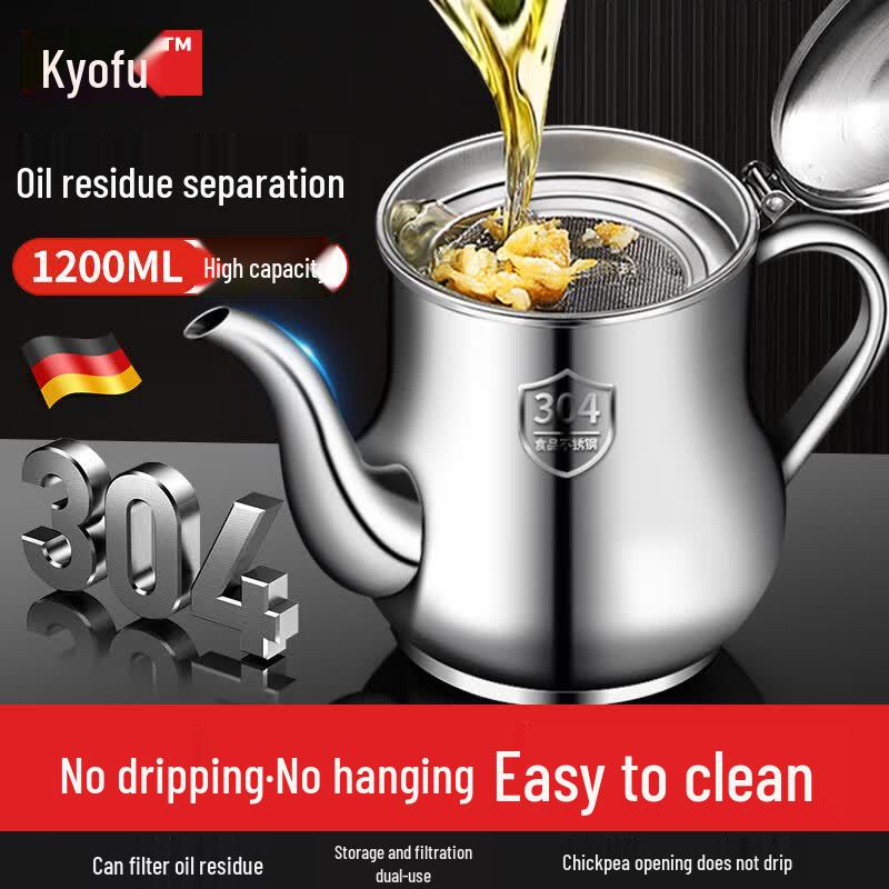 304 Stainless Steel Oil Dispenser with Filter Multi-functional Filtering & Smooth Pouring