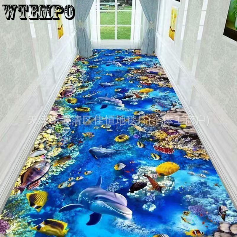 3D Flower Home Corridor Carpet Crystal Velvet Dirt Resistant Wear-resistant Anti Slip