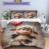 3pcs Anime Sheep Heart Balloon Bedding Set - Includes One Quilt Cover and Two Pillowcases (No Core) - Polyester Fabric, Perfect for Bedroom