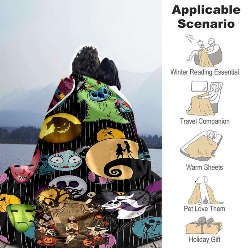 1pc Nightmare Before Christmas Art Soft Throw Blanket Flannel All Season Light Weight Living Room/Bedroom Warm Blanket. M7290143