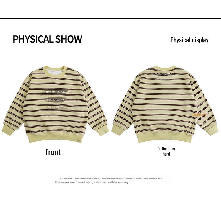Boys' Yellow Striped Fleece-Lined Sweatshirt - Autumn/Winter 2025