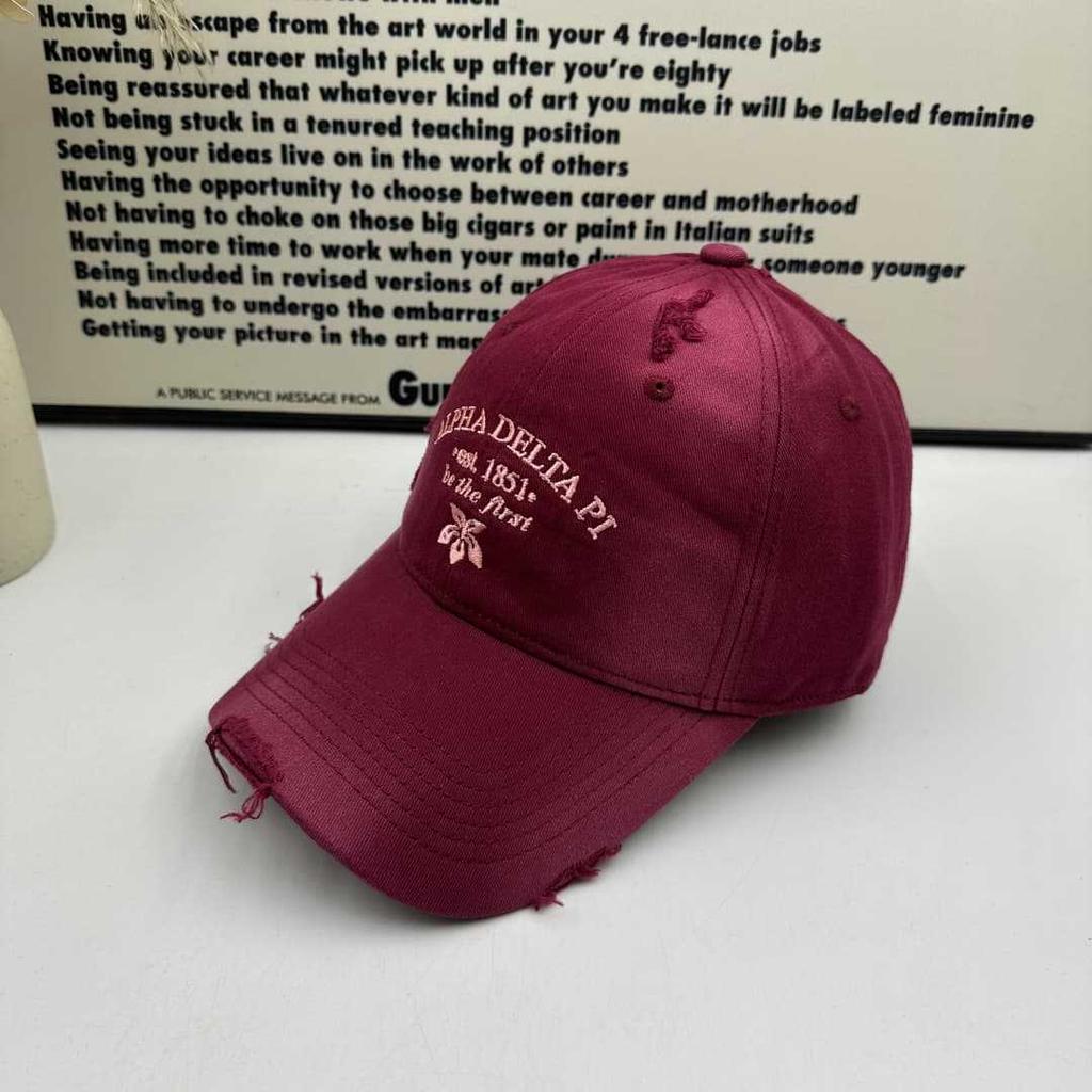 Letter embroidery ripped baseball cap women's American washed old wide-brimmed cap casual versatile face hat