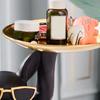 Statue Tray Decorative Bulldog Synthetic Resin Jewelry Storage Figurine Fruit Plate for Living Room Bedroom Black